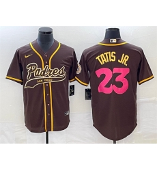 Men San Diego Padres 23 Fernando Tatis Jr  Brown Cool Base Stitched Baseball Jersey