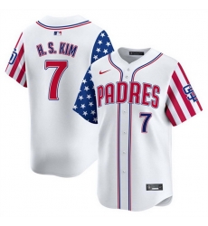 Men San Diego Padres 7 Ha Seong Kim White 2025 Independence Day Vapor Premier Limited Stitched Baseball Jersey Men San Diego Padres 7 Ha Seong Kim White 2025 Independence Day Vapor Premier Limited Stitched Baseball Jersey
