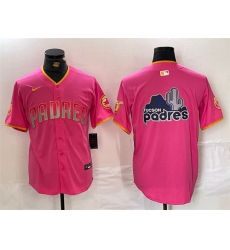 Men San Diego Padres Team Big Logo Pink Cool Base Stitched Baseball Jersey 1