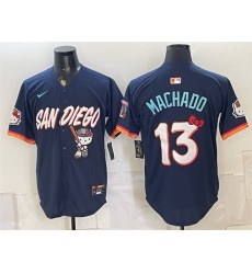 Men San Diego Padres X Hello Kitty 13 Manny Machado Obsidian 2026 City Connect Stadium Stitched Baseball Jersey Men San Diego Padres X Hello Kitty 13 Manny Machado Obsidian 2026 City Connect Stadium Stitched Baseball Jersey