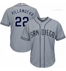 Mens Majestic San Diego Padres 22 Christian Villanueva Replica Grey Road Cool Base MLB Jersey 