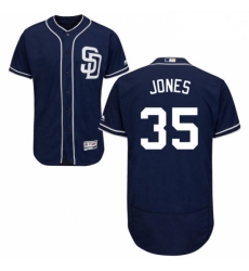 Mens Majestic San Diego Padres 35 Randy Jones Navy Blue Alternate Flex Base Authentic Collection MLB Jersey