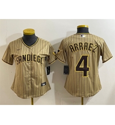Women San Diego Padres 4 Luis Arraez Tan Stitched Baseball Jersey 