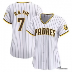 Women San Diego Padres 7 Ha Seong Kim White Stitched White Jersey