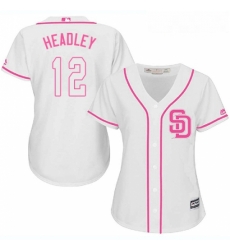 Womens Majestic San Diego Padres 12 Chase Headley Replica White Fashion Cool Base MLB Jersey 