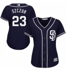 Womens Majestic San Diego Padres 23 Matt Szczur Replica Navy Blue Alternate 1 Cool Base MLB Jersey 