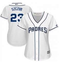 Womens Majestic San Diego Padres 23 Matt Szczur Replica White Home Cool Base MLB Jersey 