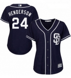 Womens Majestic San Diego Padres 24 Rickey Henderson Replica Navy Blue Alternate 1 Cool Base MLB Jersey