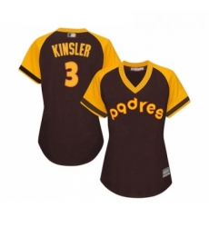 Womens San Diego Padres 3 Ian Kinsler Replica Brown Alternate Cooperstown Cool Base Baseball Jersey 