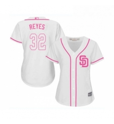 Womens San Diego Padres 32 Franmil Reyes Replica White Fashion Cool Base Baseball Jersey 