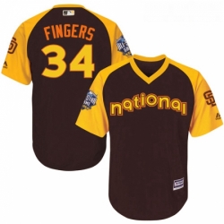 Youth Majestic San Diego Padres 34 Rollie Fingers Authentic Brown 2016 All Star National League BP Cool Base Cool Base MLB Jersey