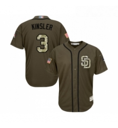 Youth San Diego Padres 3 Ian Kinsler Authentic Green Salute to Service Cool Base Baseball Jersey 