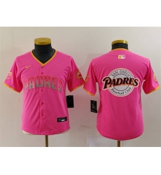 Youth San Diego Padres Team Big Logo Pink Stitched Baseball Jersey 1