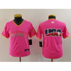 Youth San Diego Padres Team Big Logo Pink Stitched Baseball Jersey