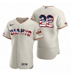 Men San Francisco Giants 22 Will Clark Men Nike Cream Fluttering USA Flag Limited Edition Flex Base MLB Jersey