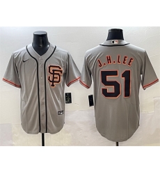 Men San Francisco Giants 51 Jung Hoo Lee Grey Cool Base Stitched Baseball Jersey Men San Francisco Giants 51 Jung Hoo Lee Grey Cool Base Stitched Baseball Jersey