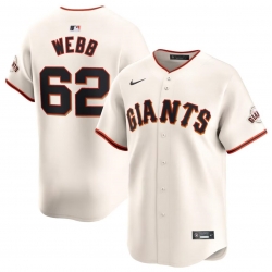 Men San Francisco Giants 62 Logan Webb Cream Home Limited Stitched Baseball Jersey