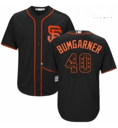 Mens Majestic San Francisco Giants 40 Madison Bumgarner Authentic Black Team Logo Fashion Cool Base MLB Jersey