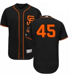 Mens Majestic San Francisco Giants 45 Derek Holland Black Alternate Flex Base Authentic Collection MLB Jersey