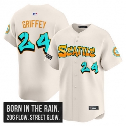 Men Seattle Mariners 24 Ken Griffey Jr  Cream 2025 Graffiti Emerald Drop Edition Vapor Premier Limited Stitched Jersey