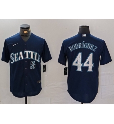 Men Seattle Mariners 44 Julio Rodr EDguez Navy Cool Base Stitched Jersey 2