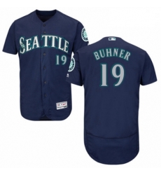 Mens Majestic Seattle Mariners 19 Jay Buhner Navy Blue Alternate Flex Base Authentic Collection MLB Jersey 