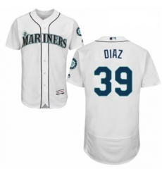 Mens Majestic Seattle Mariners 39 Edwin Diaz White Home Flex Base Authentic Collection MLB Jersey