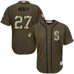 Youth Majestic Seattle Mariners 27 Ryon Healy Replica Green Salute to Service MLB Jersey 