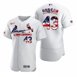 Men St  Louis St.Louis Cardinals 43 Dakota Hudson Men Nike White Fluttering USA Flag Limited Edition Flex Base MLB Jersey