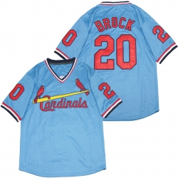 Men St.Louis Cardinals 20 Lou Brock Blue Throwback Jersey