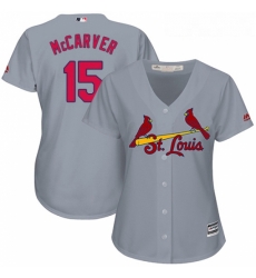 Womens Majestic St Louis Cardinals 15 Tim McCarver Replica Grey Road Cool Base MLB Jersey