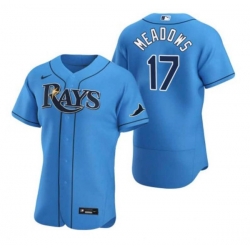 Men Tampa Bay Rays 17 Austin Meadows Blue Flex Base Stitched Jersey