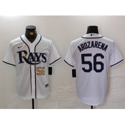 Men Tampa Bay Rays 56 Randy Arozarena White Cool Base Stitched Baseball Jersey 3