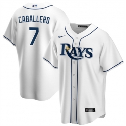 Men Tampa Bay Rays 7 Jose Caballero White Cool Base Stitched Baseball Jersey