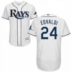 Mens Majestic Tampa Bay Rays 24 Nathan Eovaldi Home White Home Flex Base Authentic Collection MLB Jersey