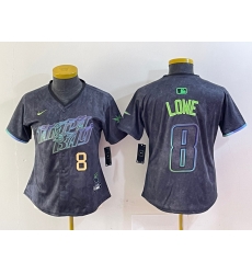 Women Tampa Bay Rays 8 Brandon Lowe Charcoal 2024 City Connect Limited Stitched Baseball Jersey