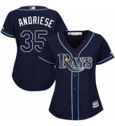 Womens Majestic Tampa Bay Rays 35 Matt Andriese Replica Navy Blue Alternate Cool Base MLB Jersey 