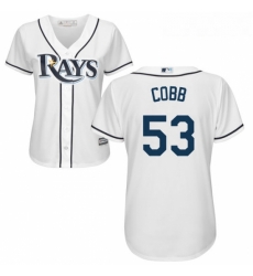 Womens Majestic Tampa Bay Rays 53 Alex Cobb Replica White Home Cool Base MLB Jersey