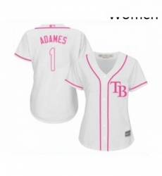 Womens Tampa Bay Rays 1 Willy Adames Replica White Fashion Cool Base Baseball Jersey 