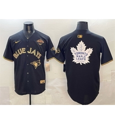 Men Toronto Blue Jays  26 Leafs Black Gold 2025 American League Champions With White Leafs Logo Limited Stitched Baseball Jersey