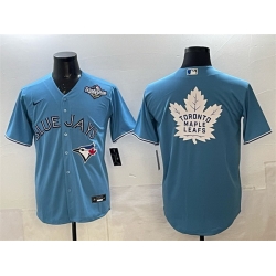Men Toronto Blue Jays  26 Leafs Blue 2025 World Series With White Leafs Logo Cool Base Stitched Baseball Jersey