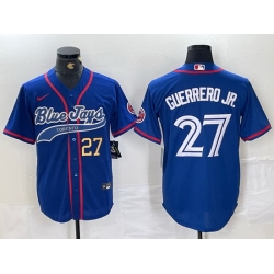 Men Toronto Blue Jays 27 Vladimir Guerrero Jr  Royal Cool Base Stitched Baseball Jersey 3