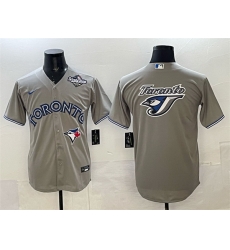 Men Toronto Blue Jays Team Big Logo Grey 2025 World Series Cool Base Stitched Baseball Jersey Men Toronto Blue Jays Team Big Logo Grey 2025 World Series Cool Base Stitched Baseball Jersey