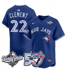Men Women Youth Blue Jays 50th Patch 2025 World Series Royal 22 Clement Stitched Jersey Men Women Youth Blue Jays 50th Patch 2025 World Series Royal 22 Clement Stitched Jersey