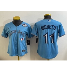 Women Toronto Blue Jays 11 Bo Bichette Blue 2025 World Series Cool Base Stitched Baseball Jersey 