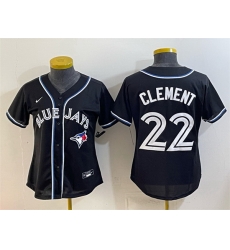 Women Toronto Blue Jays  22 Ernie Clement 2026 Fashion Replica Black Out Stitched Baseball Jersey