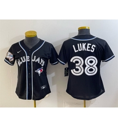 Women Toronto Blue Jays  38 Nathan Lukes 2026 Fashion Replica Black Out 50 Seasons Patch Stitched Baseball Jersey
