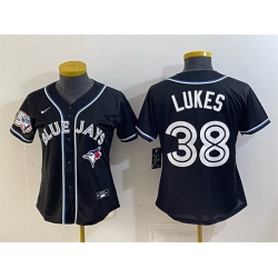 Women Toronto Blue Jays  38 Nathan Lukes 2026 Fashion Replica Black Out 50 Seasons Patch Stitched Baseball Jersey