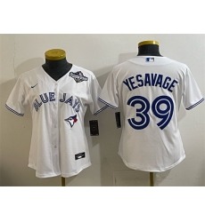 Women Toronto Blue Jays 39 Trey Yesavage White 2025 World Series Home Cool Base Stitched Baseball Jersey Women Toronto Blue Jays 39 Trey Yesavage White 2025 World Series Home Cool Base Stitched Baseball Jersey