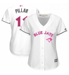 Womens Majestic Toronto Blue Jays 11 Kevin Pillar Authentic White Mothers Day Cool Base MLB Jersey